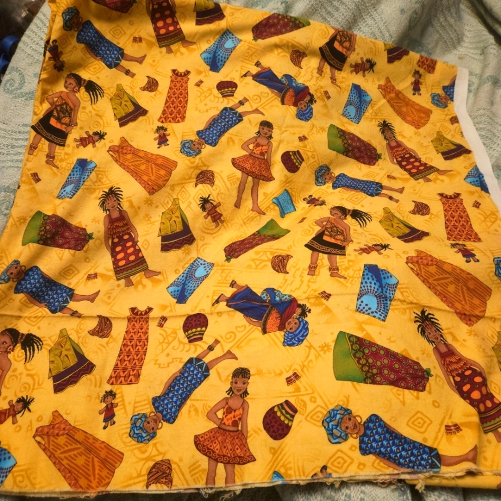RARE 2007 Kenta Fabric Timeless Treasures 2007 Yellow Ethnic 2-1/3 Yds 45" Wide
